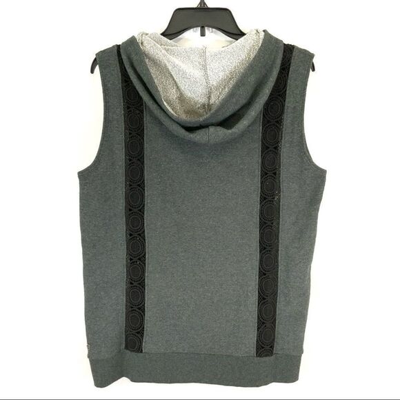 Fabletics Saige gray vest lace insets and hood Size L - Picture 5 of 6